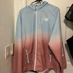 New Balance Wind Breaker Jacket Coat, Blue Pink Ombré, 2X